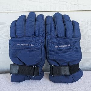 VTG Levi Strauss & Co. Navy Blue Black Winter Ski Nylon Gloves Men XL Insulated
